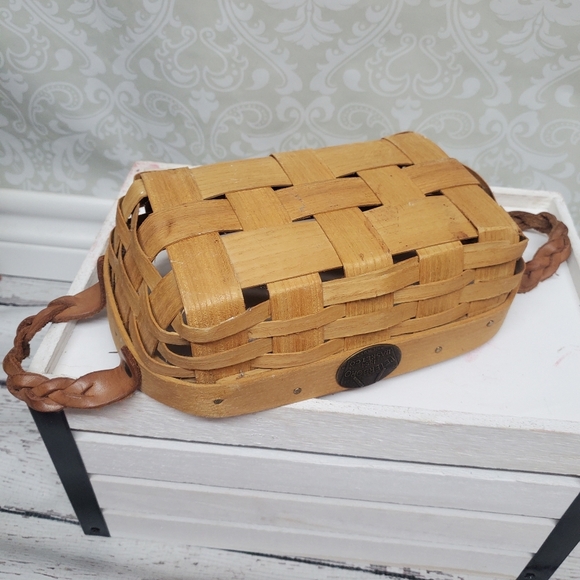 Peterboro Basket Co Rectangular Braided Leather Handles USA - Picture 5 of 10